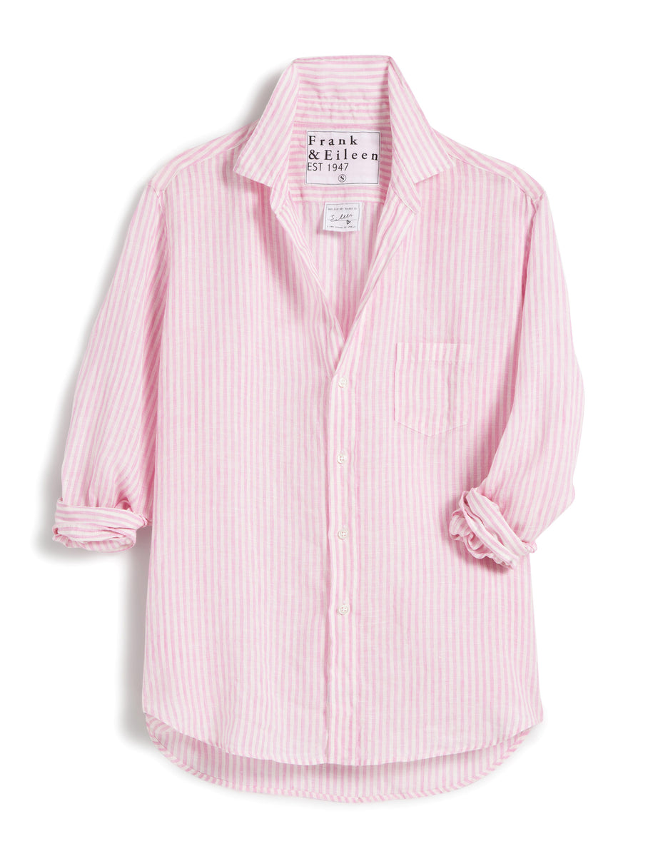 Eileen Relaxed Button-Up - Pink Stripe Linen – Flaunt